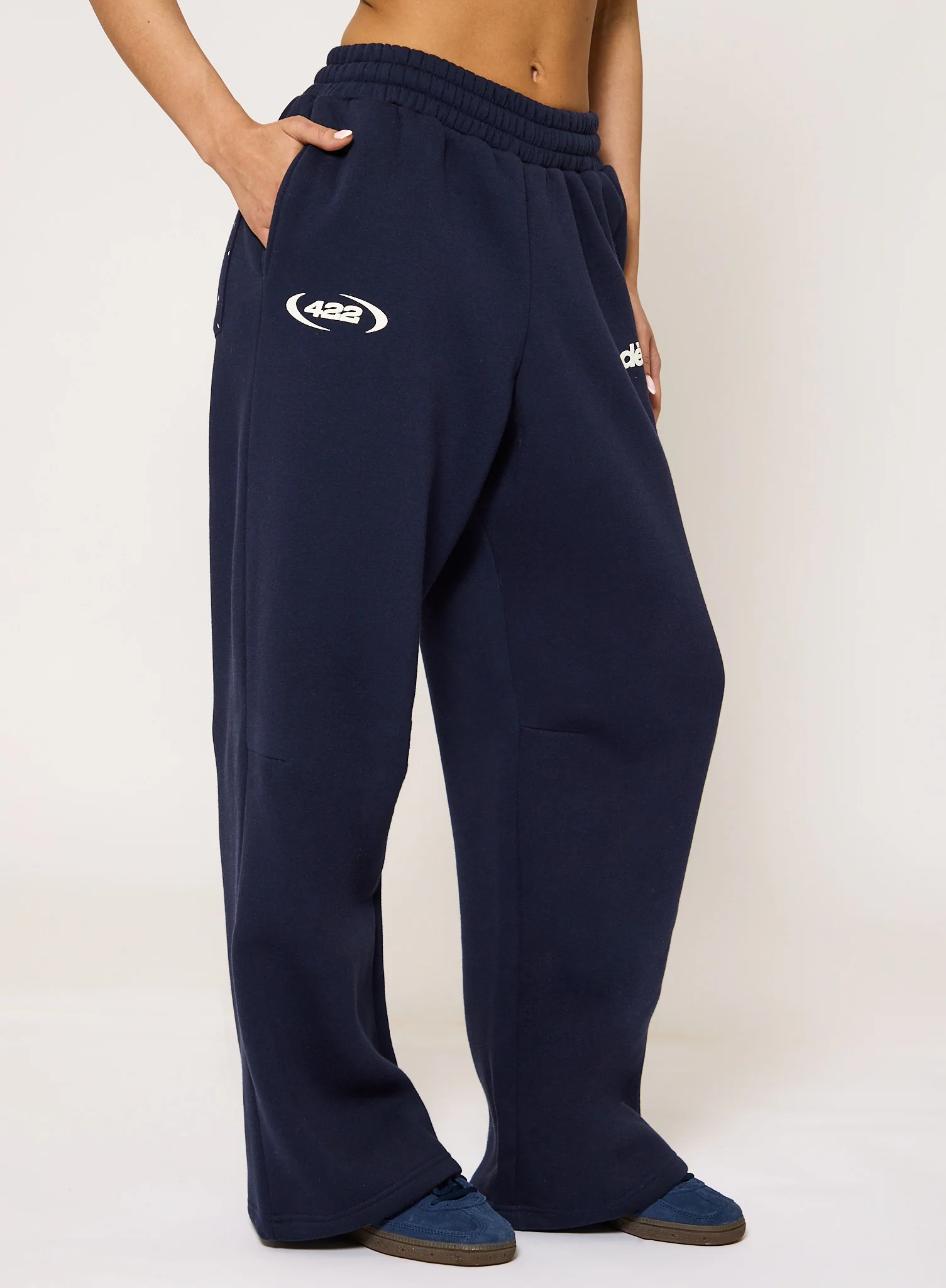 Polka Ultra Wide Leg Joggers - Navy