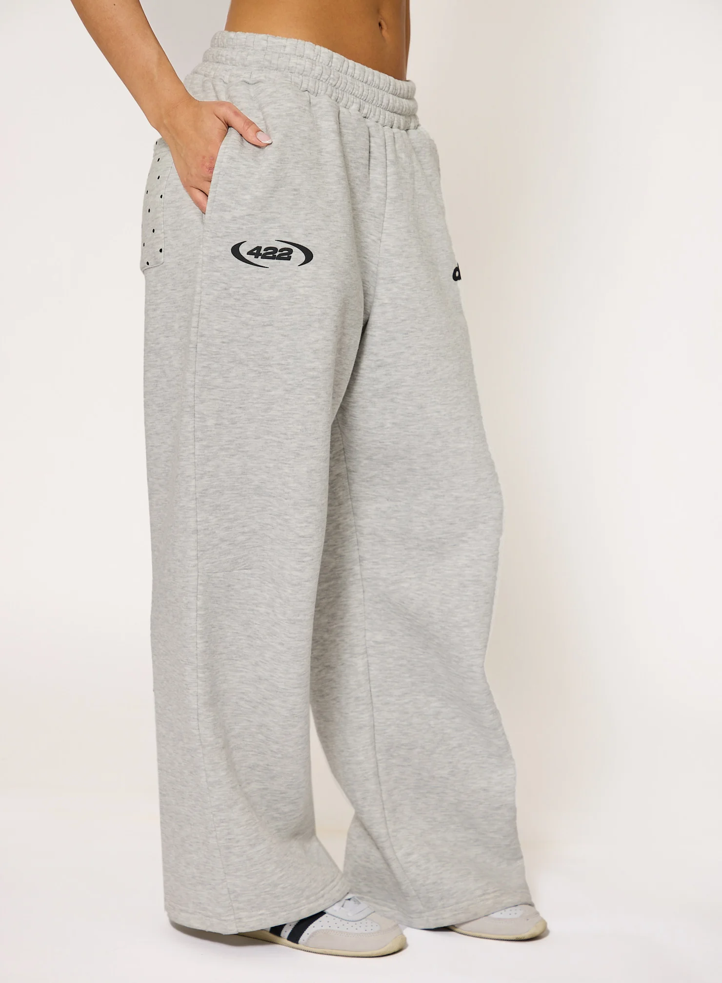 Polka Ultra Wide Leg Joggers - Grey Marl